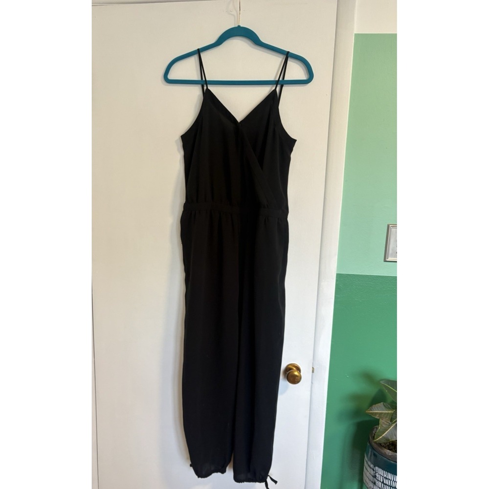 Madewell Black Sleeveless‎ Wide Leg Jumpsuit Wrap Front Pockets Women's Medium